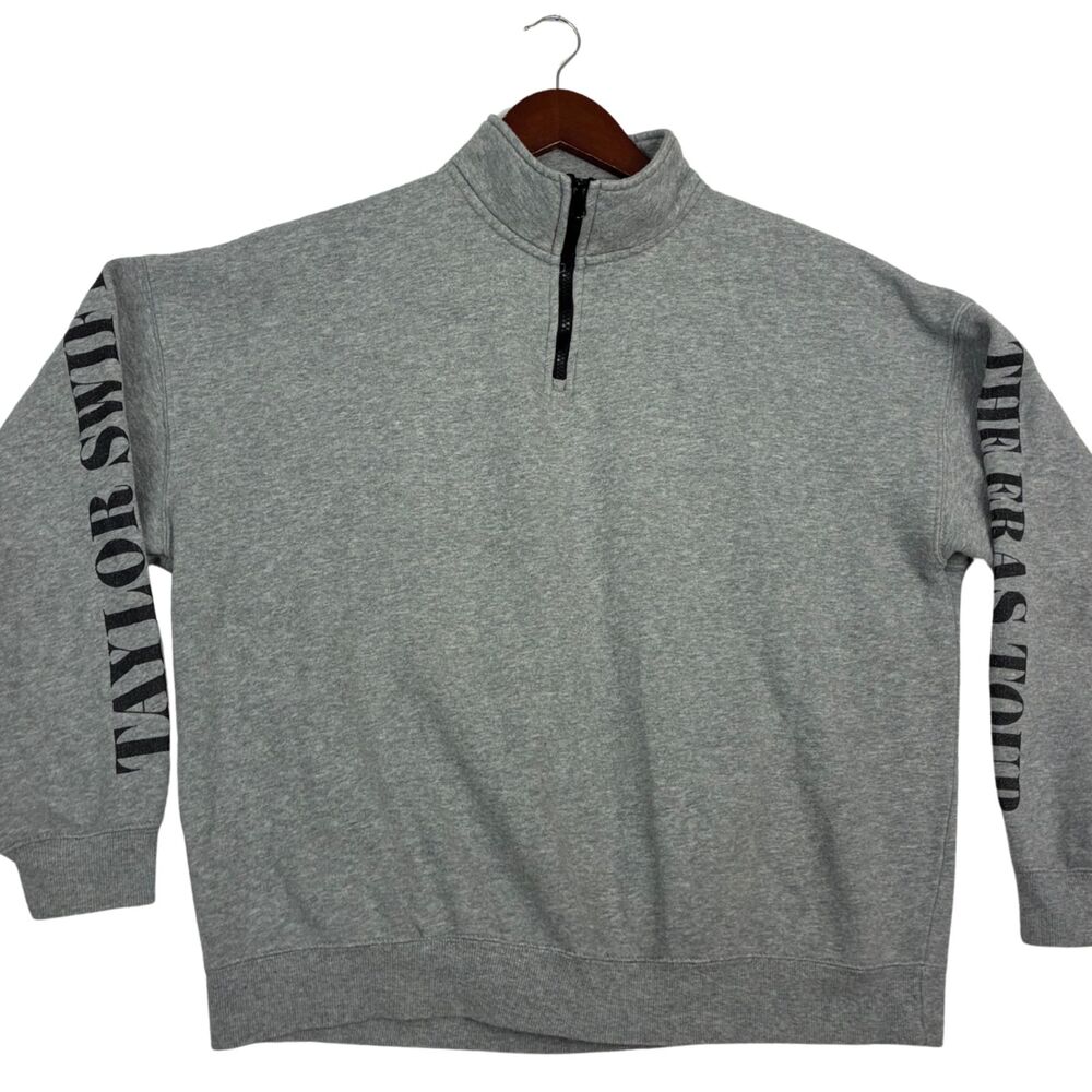 Taylor Swift The Eras Tour Gray 1/4 Zip Sweatshirt Medium Photo Collage Pullover